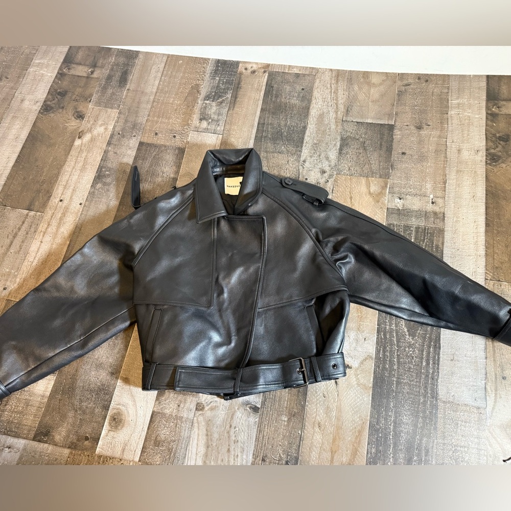 Nakedvice The Madden Black Faux Leather Belted Moto Minimalist Luxury XS NWT‎